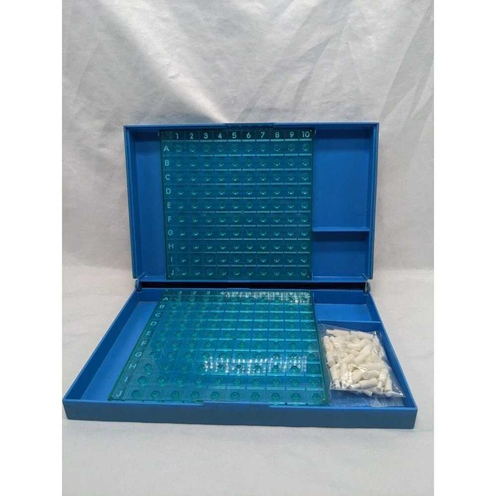 1967 Battleship Blue Board And White Pegs Only For One Player